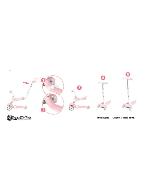 Trotinete evolutiva 5-em-1 hypermotion com led – do andador à trotinete - Kiabi
