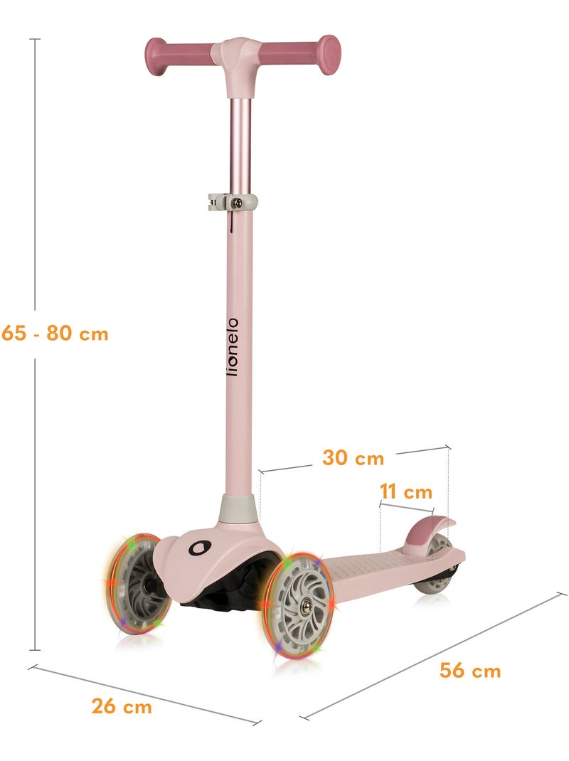 Trotinete infantil LIONELO Jessy - Rodas iluminadas - 3 rodas - Altura ajustável Rosa - Kiabi