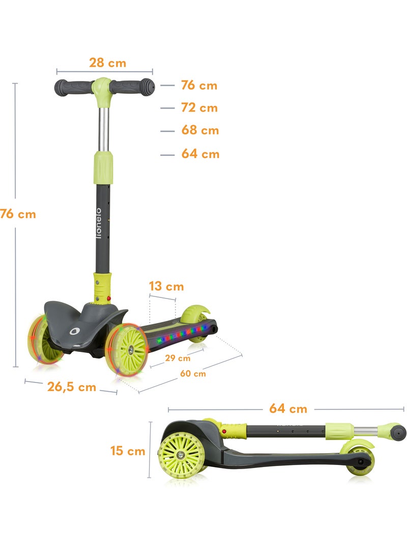 Trotinete infantil LIONELO Timmy - 3 rodas - Iluminação LED - Altura ajustável Cinza-verde - Kiabi