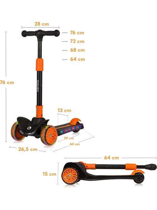 Trotinete infantil LIONELO Timmy - 3 rodas - Iluminação LED - Altura ajustável - Kiabi