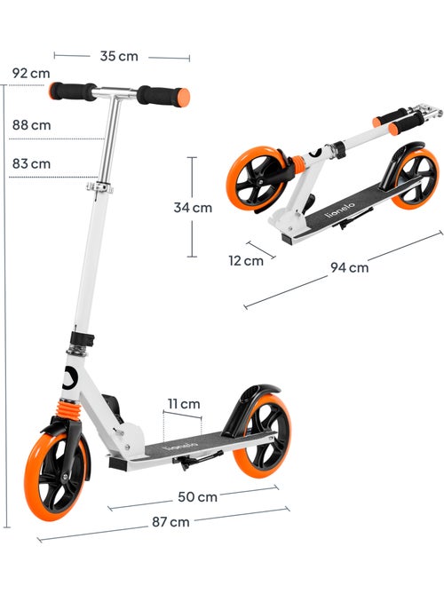 Trotinete para crianças e adultos LIONELO Luca –Até 100 kg– Dobragem compacta – Suporte para garrafa - Kiabi