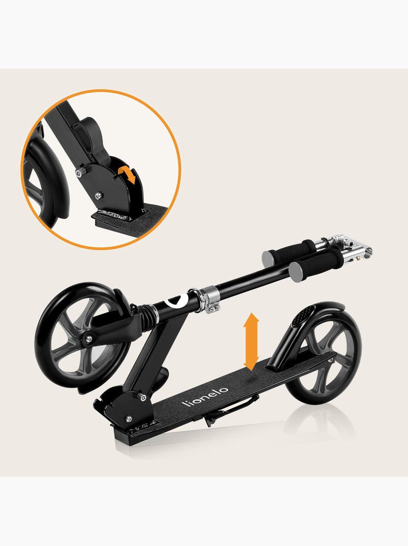 Trotinete para crianças e adultos LIONELO Luca –Até 100 kg– Dobragem compacta – Suporte para garrafa Preto Prateado - Kiabi