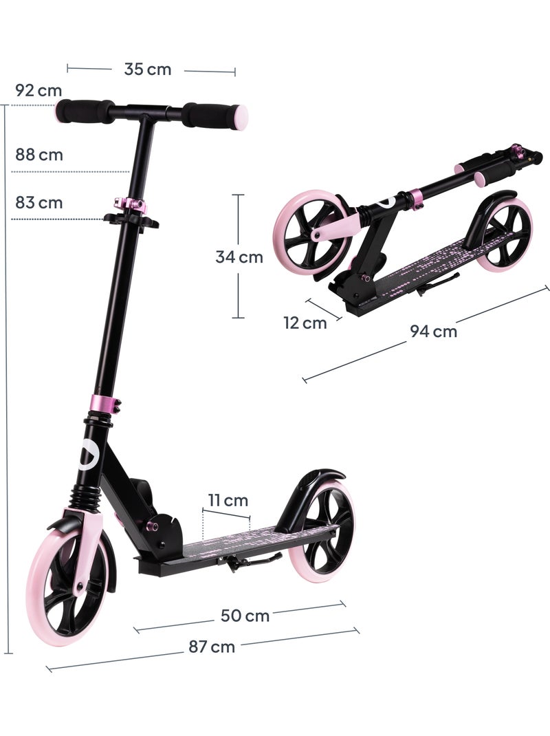 Trotinete para crianças e adultos LIONELO Luca –Até 100 kg– Dobragem compacta – Suporte para garrafa Preto Rosa - Kiabi