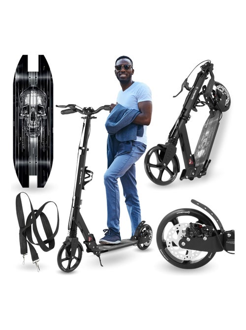 Trotinete skyline black hypermotion em alumínio com suspensão dupla e travão de disco - Kiabi