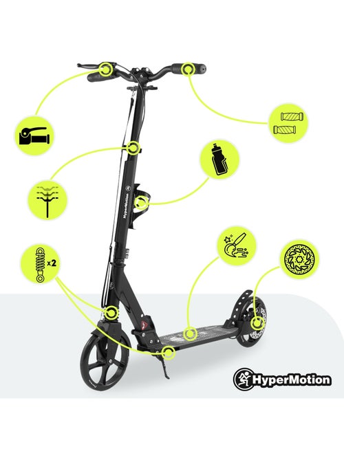 Trotinete skyline black hypermotion em alumínio com suspensão dupla e travão de disco - Kiabi