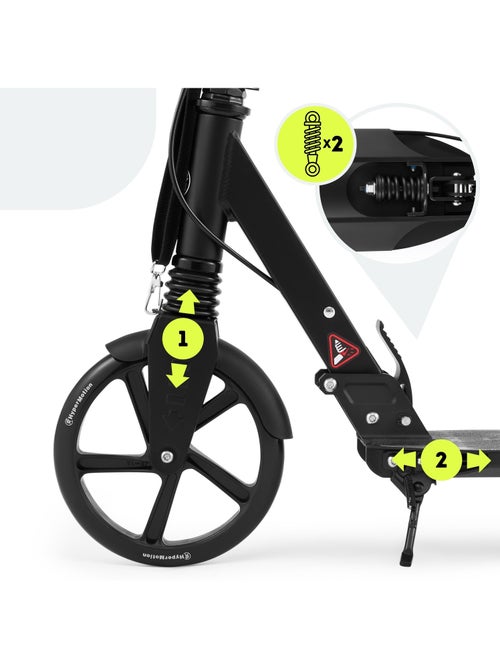 Trotinete skyline black hypermotion em alumínio com suspensão dupla e travão de disco - Kiabi