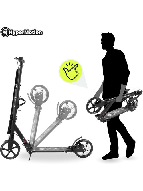 Trotinete skyline black hypermotion em alumínio com suspensão dupla e travão de disco - Kiabi