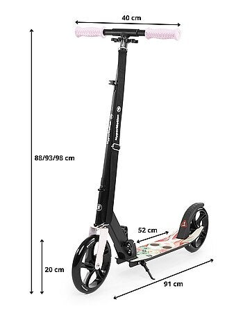 Trotinete urbana vibe black hypermotion com rodas de 200 mm e carga até 100 kg