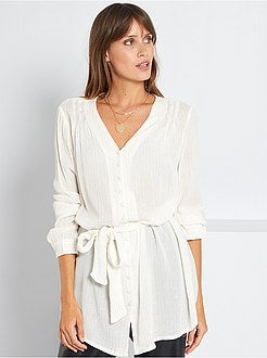 Túnica comprida com riscas douradas - Kiabi