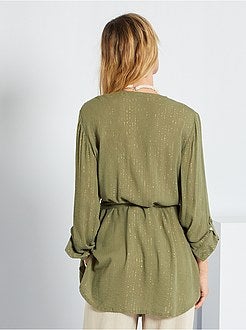 Túnica comprida com riscas douradas - Kiabi