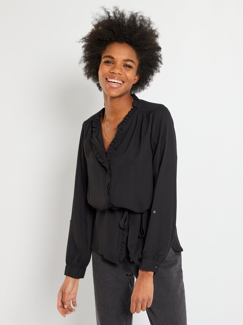 Túnica comprida estampada PRETO - Kiabi