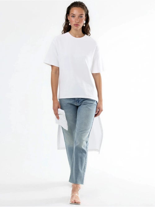 Túnica oversize com gola redonda e racha busem - Kiabi Túnica oversize com gola redonda e racha busem - Kiabi