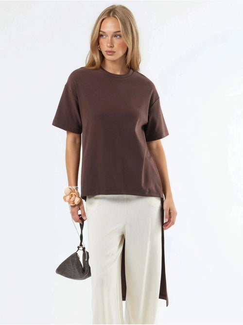 Túnica oversize com gola redonda e racha busem - Kiabi Túnica oversize com gola redonda e racha busem - Kiabi