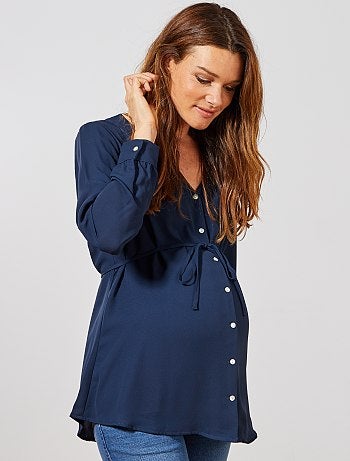 Túnica pré.mamã fluida e com cinto - Kiabi