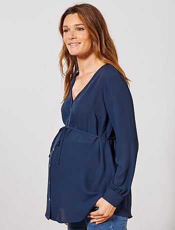 Túnica pré.mamã fluida e com cinto - Kiabi