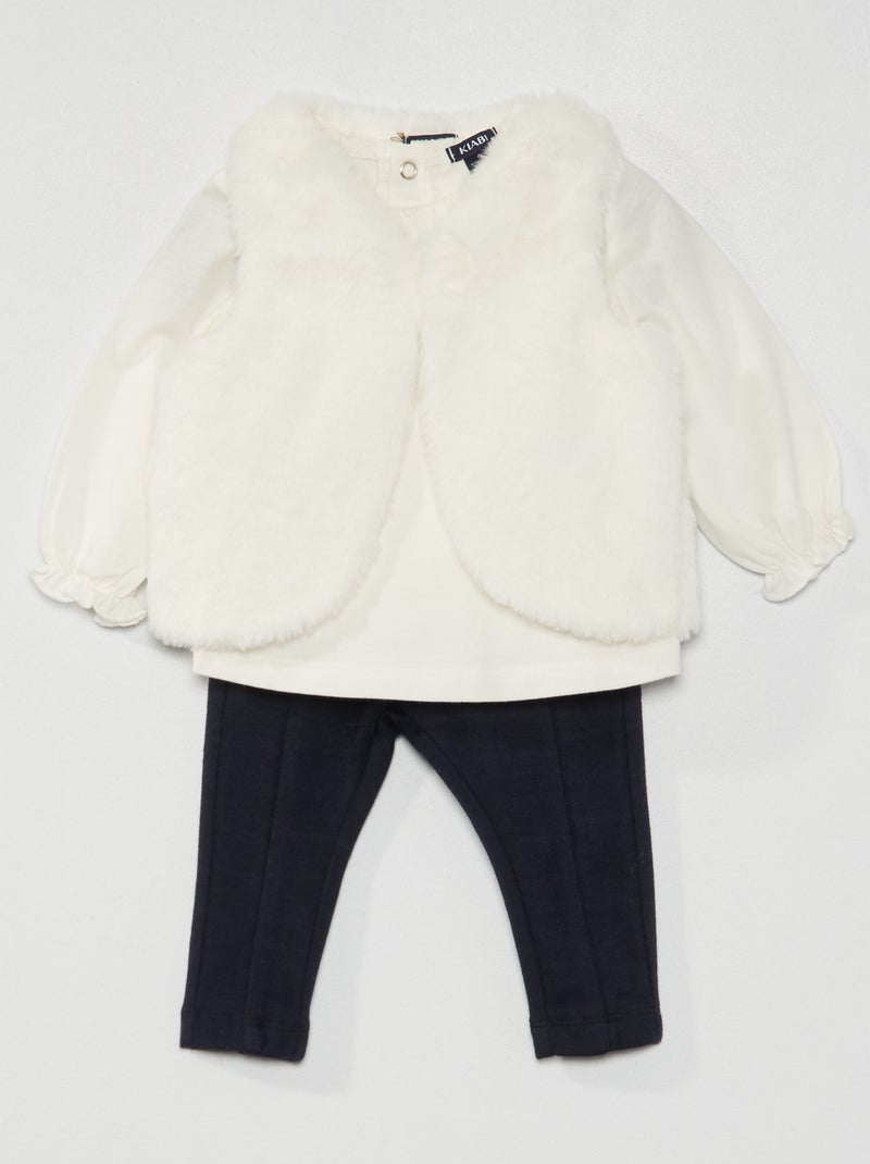 Um conjunto de bebé - 3 peças BRANCO - Kiabi