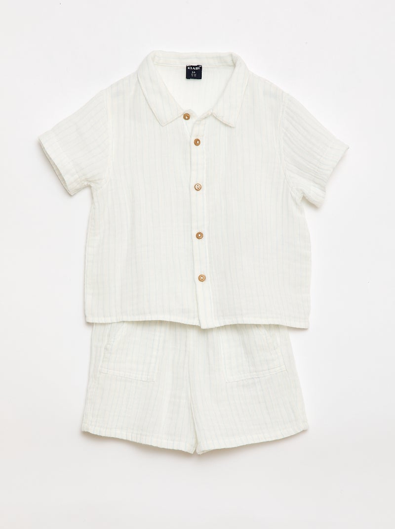 Um conjunto de duas peças camisa + calções Branco - Kiabi