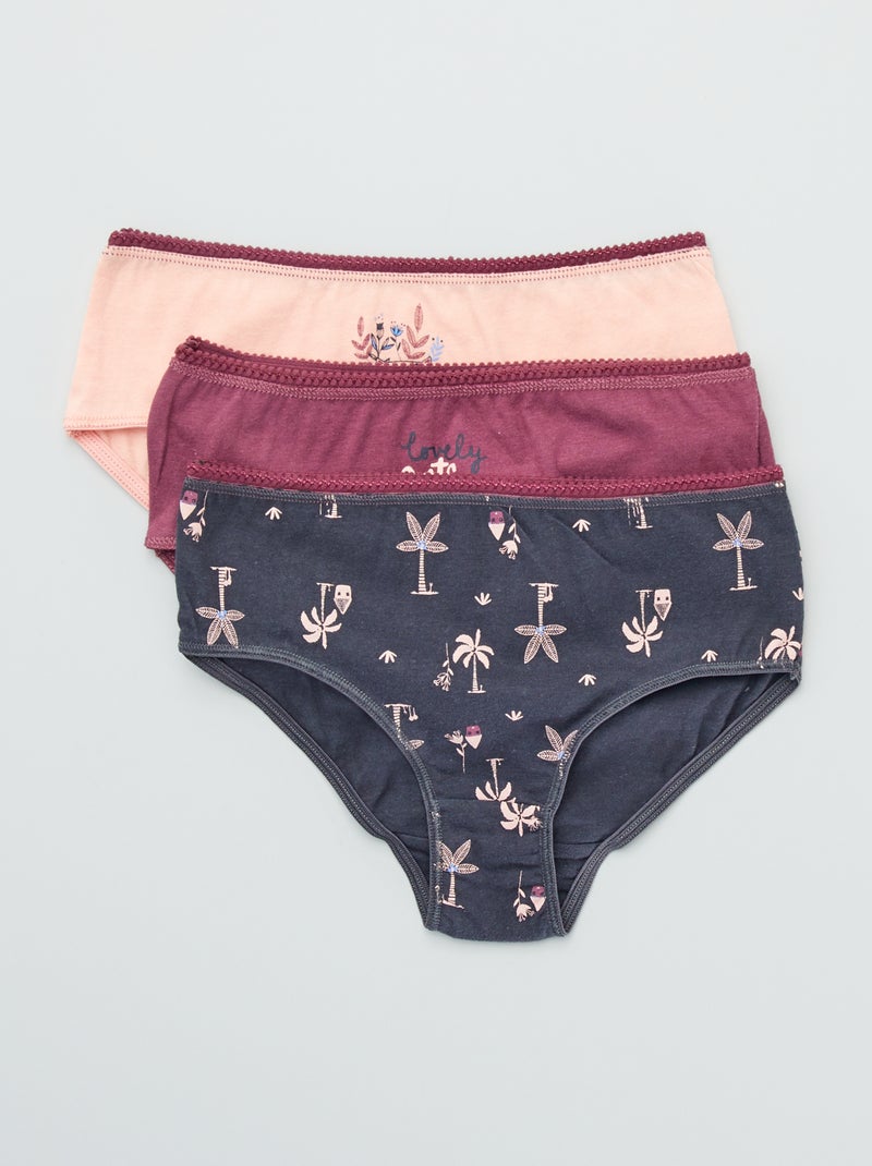 Um lote de 3 cuecas em jersey Rosa/ Marrom - Kiabi