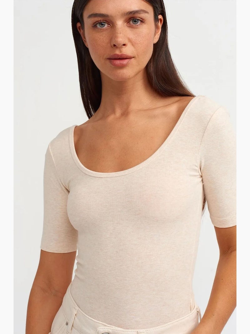 Unitard slim fit em mistura de algodão dilvin Bege natural - Kiabi