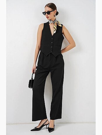 V-neck buttoned cotton-polyester vest bdart