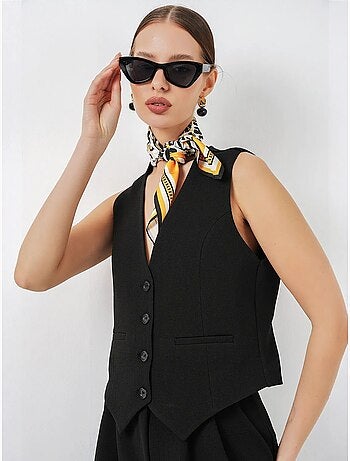 V-neck buttoned cotton-polyester vest bdart