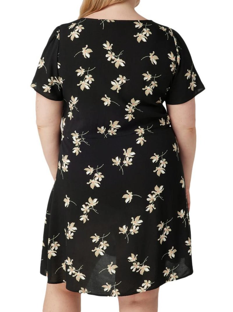 Vero Moda Curve Easy S Robe Preta com Padrões para Mulher Preto Bege - Kiabi