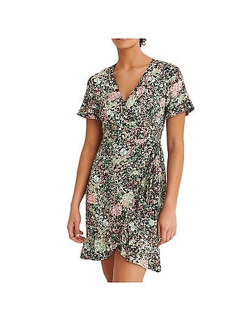 Vero Moda Henna - Robe Floral Preta e Rosa para Mulher