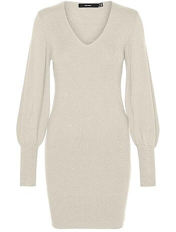 Vero moda holly - camisola de malha bege clara para mulher
