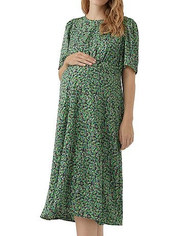 Vero Moda Maternity Janina - Robe de Gravidez Verde para Mulher
