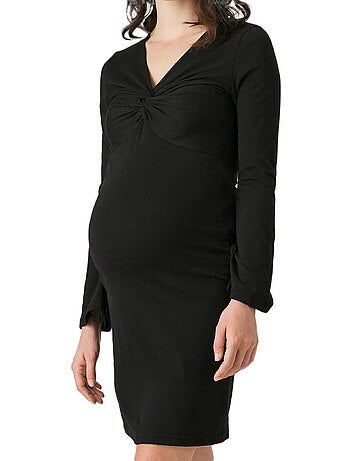 Vero Moda Maternity Robe de Gravidez Preta com Folhos para Mulher