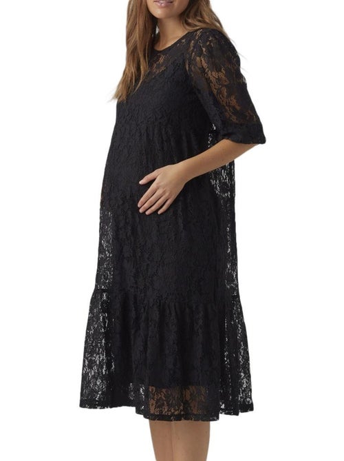 Vero Moda Maternity Robe de Gravidez Preta para Mulher Comprimento Midi - Kiabi Vero Moda Maternity Robe de Gravidez Preta para Mulher Comprimento Midi - Kiabi