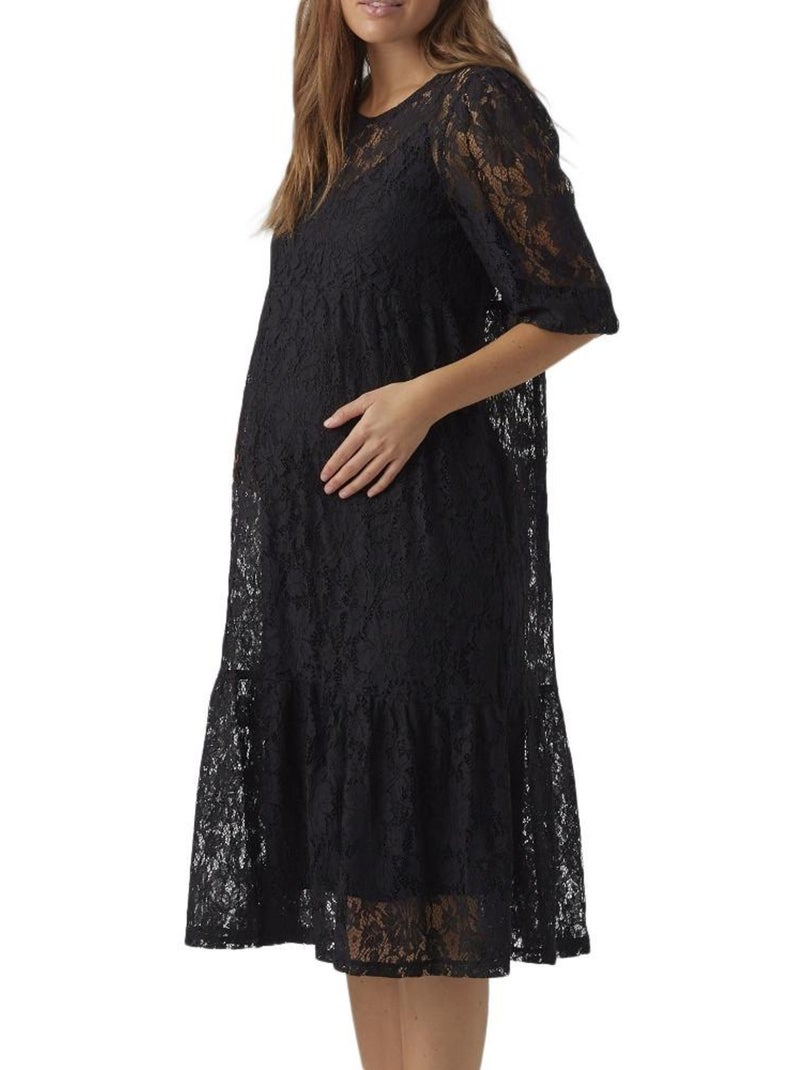 Vero Moda Maternity Robe de Gravidez Preta para Mulher Comprimento Midi Preto - Kiabi