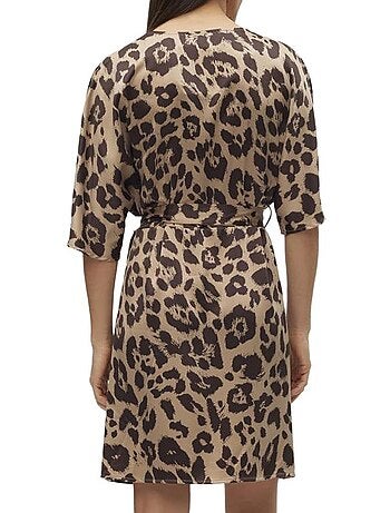 Vero moda merle robe castanha leopardo para mulher