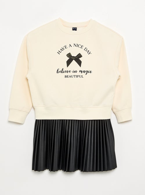 Vestido 2 em 1 - Sweatshirt + saia plissada - Kiabi Vestido 2 em 1 - Sweatshirt + saia plissada - Kiabi