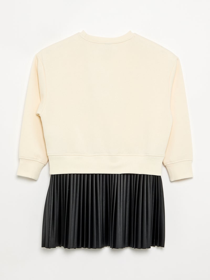 Vestido 2 em 1 - Sweatshirt + saia plissada Cru - Kiabi