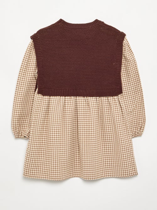 Vestido 2 em 1 com parte de cima em malha e parte de baixo em flanela - Kiabi