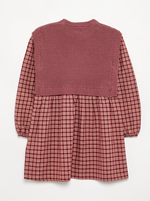 Vestido 2 em 1 com parte de cima em malha e parte de baixo em flanela - Kiabi