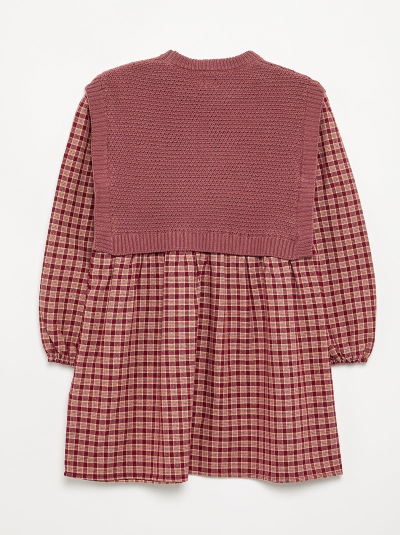 Vestido 2 em 1 com parte de cima em malha e parte de baixo em flanela Vermelho - Kiabi