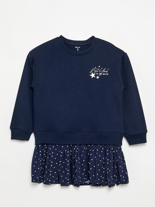 Vestido 2 em 1 com parte de sweat - Kiabi
