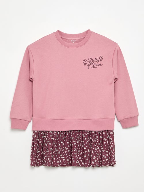 Vestido 2 em 1 com parte de sweat - Kiabi