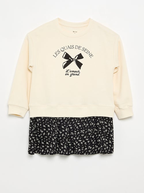 Vestido 2 em 1 com parte de sweatshirt - Kiabi