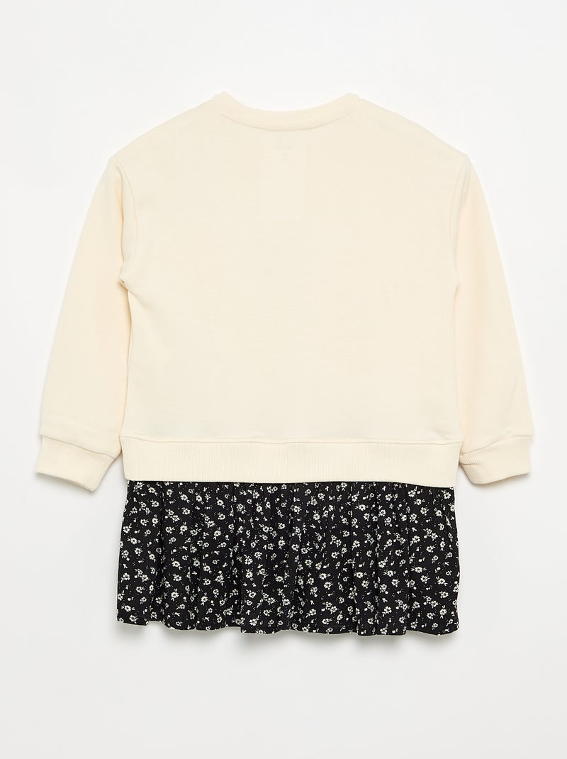 Vestido 2 em 1 com parte de sweatshirt Branco - Kiabi
