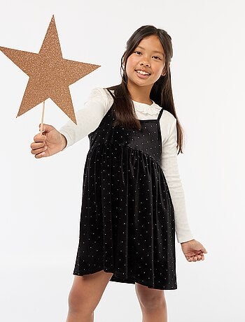 Vestido 2 em 1 em veludo com strass