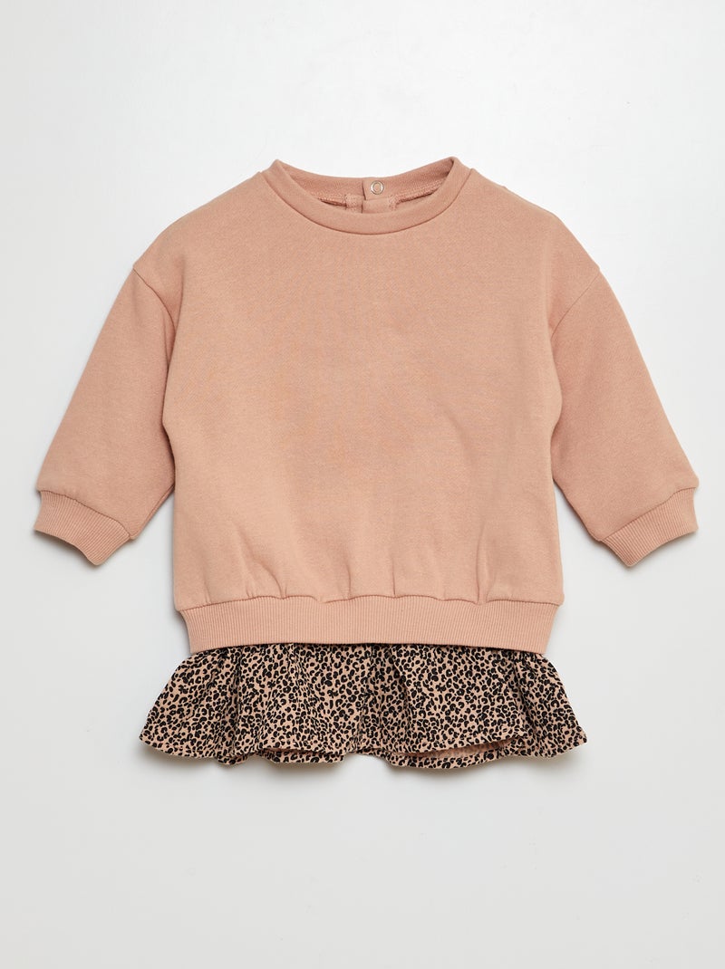 Vestido 2 em 1 estilo sweatshirt BEGE - Kiabi