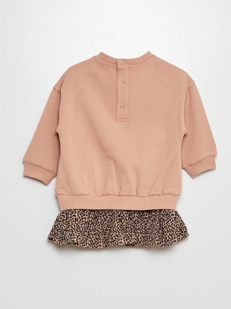 Vestido 2 em 1 estilo sweatshirt BEGE - Kiabi