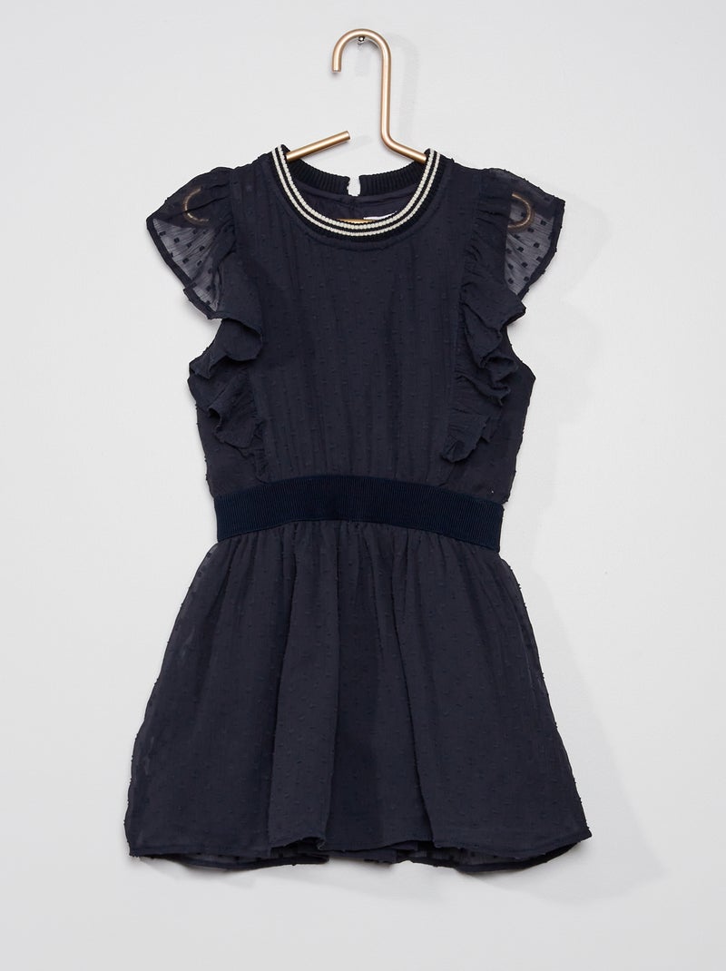 Vestido a ponto cheio Azul Marinho - Kiabi