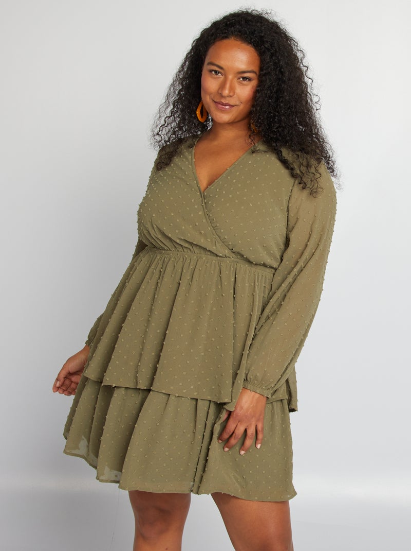 Vestido a ponto cheio CAQUI - Kiabi
