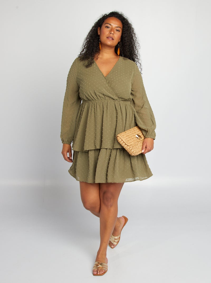 Vestido a ponto cheio CAQUI - Kiabi