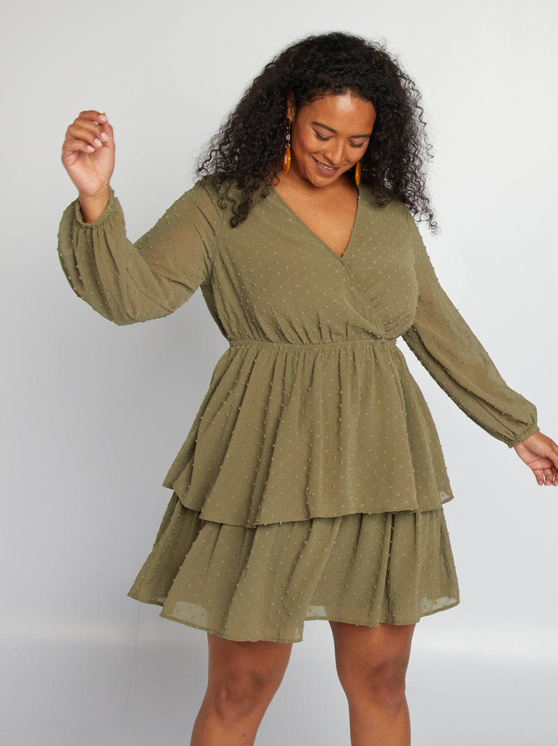 Vestido a ponto cheio CAQUI - Kiabi