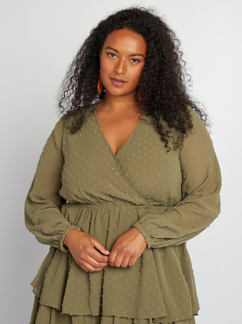 Vestido a ponto cheio CAQUI - Kiabi
